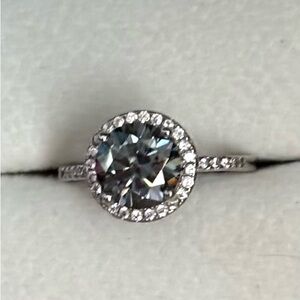 Gray Moissanite 2ct Sterling Silver Halo Ring